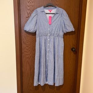 Lilly Pulitzer Tassie Puff Sleeve Midi Shirtdress. Tags removed to wash it.